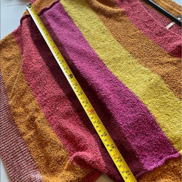 Free people candy land sweater womens large l colorful stripe shirt off shoulder - Picture 5 of 9